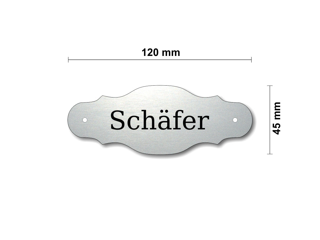 Türschild, Briefkastenschild, Klingelschild, Acrylverbund, Oberfläche Gold gebürstet, Edelstahl gebürstet oder schwarz glänzend - 70-300-003