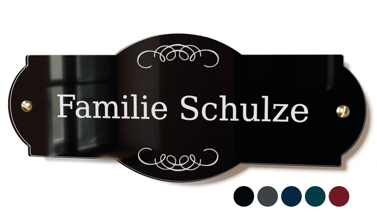 Acrylglas Türschild mit Namen – Hochglänzend, edles Design, witterungsbeständig, individuell gestaltbar - 60-300-001