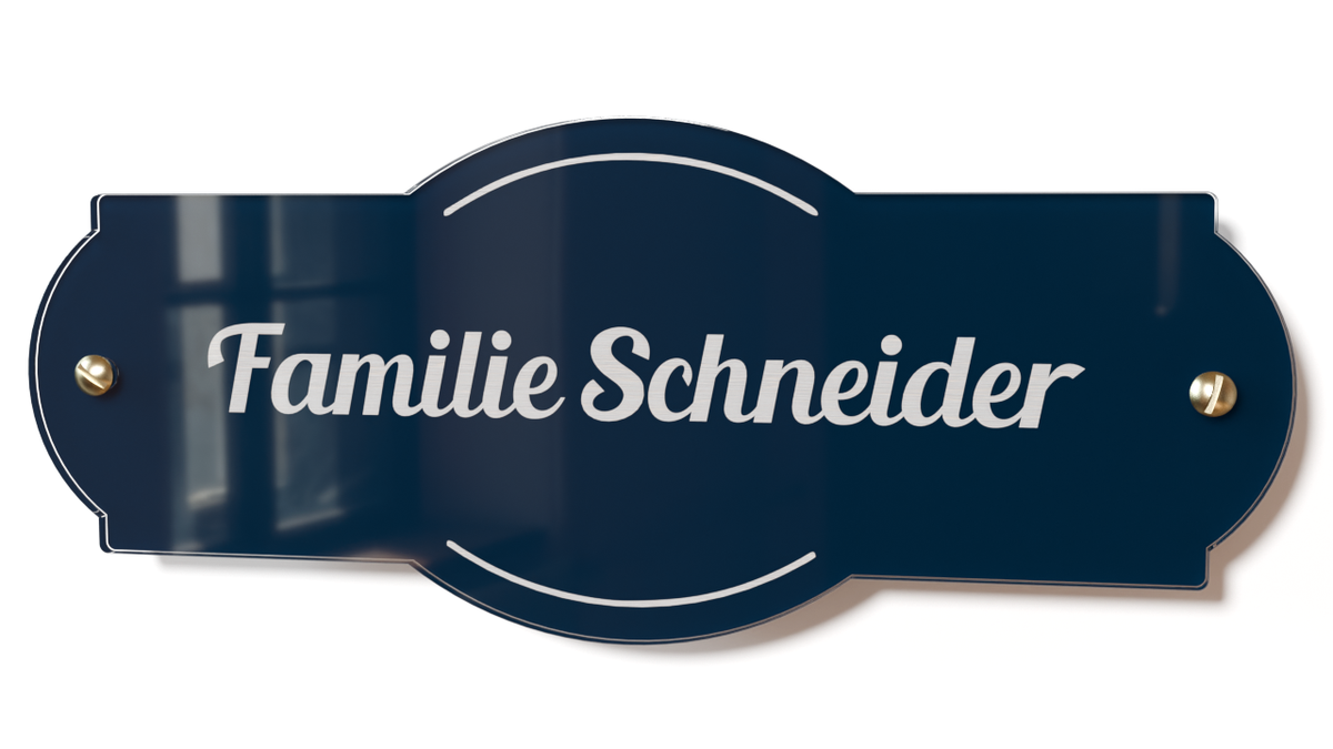 Acrylglas Türschild mit Namen – Hochglänzend, edles Design, witterungsbeständig, individuell gestaltbar - 60-300-001