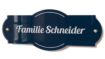 Acrylglas Türschild mit Namen – Hochglänzend, edles Design, witterungsbeständig, individuell gestaltbar - 60-300-001