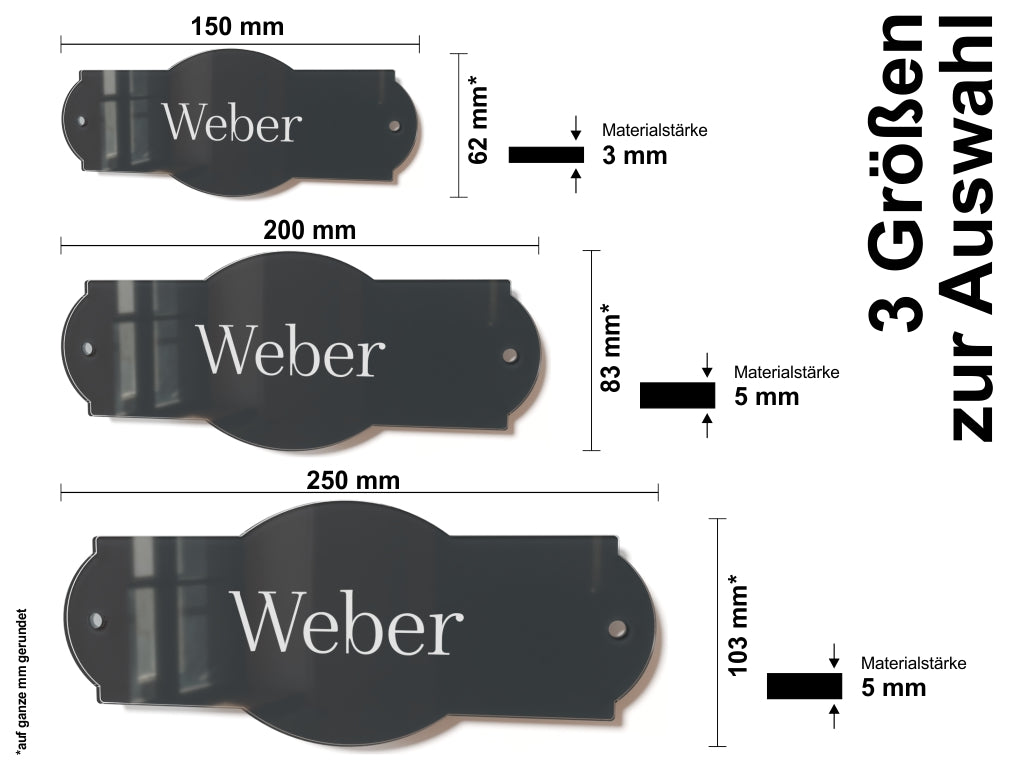 Acrylglas Türschild mit Namen – Hochglänzend, edles Design, witterungsbeständig, individuell gestaltbar - 60-300-001