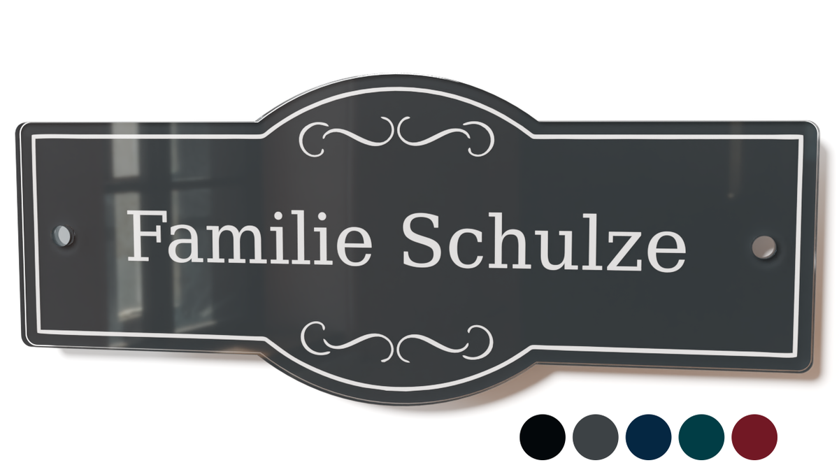 Acrylglas Türschild mit Namen – Hochglänzend, edles Design, witterungsbeständig, individuell gestaltbar - 60-300-002
