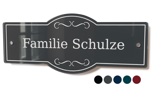 Acrylglas Türschild mit Namen – Hochglänzend, edles Design, witterungsbeständig, individuell gestaltbar - 60-300-002