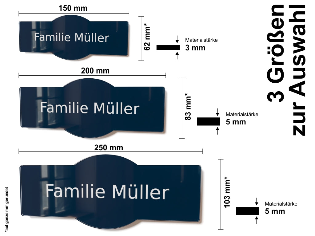 Acrylglas Türschild mit Namen – Hochglänzend, edles Design, witterungsbeständig, individuell gestaltbar - 60-300-002