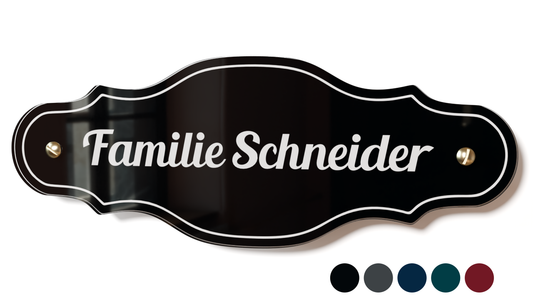Acrylglas Türschild mit Namen – Hochglänzend, edles Design, witterungsbeständig, individuell gestaltbar - 60-300-003