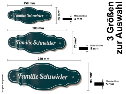 Acrylglas Türschild mit Namen – Hochglänzend, edles Design, witterungsbeständig, individuell gestaltbar - 60-300-003
