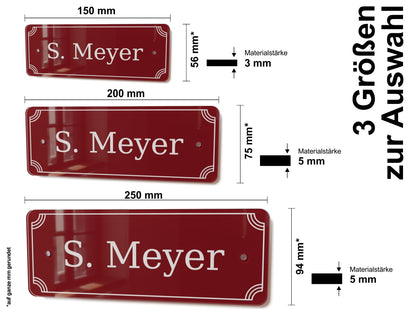 Acrylglas Türschild mit Namen – Hochglänzend, edles Design, witterungsbeständig, individuell gestaltbar - 60-300-004