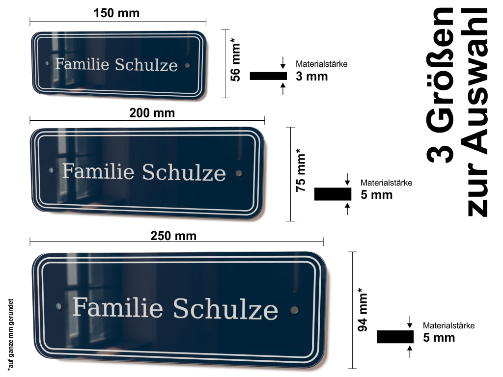 Acrylglas Türschild mit Namen – Hochglänzend, edles Design, witterungsbeständig, individuell gestaltbar - 60-300-005