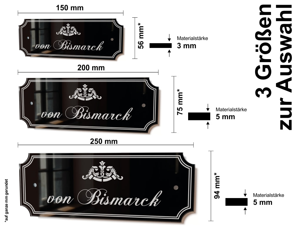 Acrylglas Türschild mit Namen – Hochglänzend, edles Design, witterungsbeständig, individuell gestaltbar - 60-300-006
