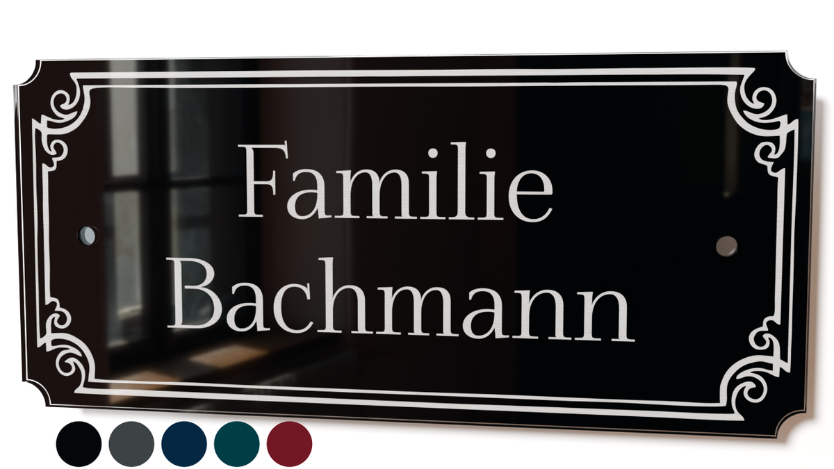 Acrylglas Türschild mit Namen – Hochglänzend, edles Design, witterungsbeständig, individuell gestaltbar - 60-300-008