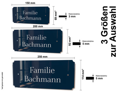 Acrylglas Türschild mit Namen – Hochglänzend, edles Design, witterungsbeständig, individuell gestaltbar - 60-300-008