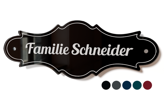 Acrylglas Türschild mit Namen – Hochglänzend, edles Design, witterungsbeständig, individuell gestaltbar - 60-300-011
