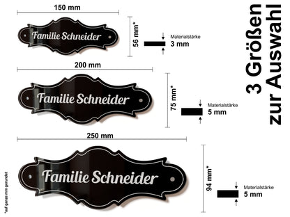 Acrylglas Türschild mit Namen – Hochglänzend, edles Design, witterungsbeständig, individuell gestaltbar - 60-300-011