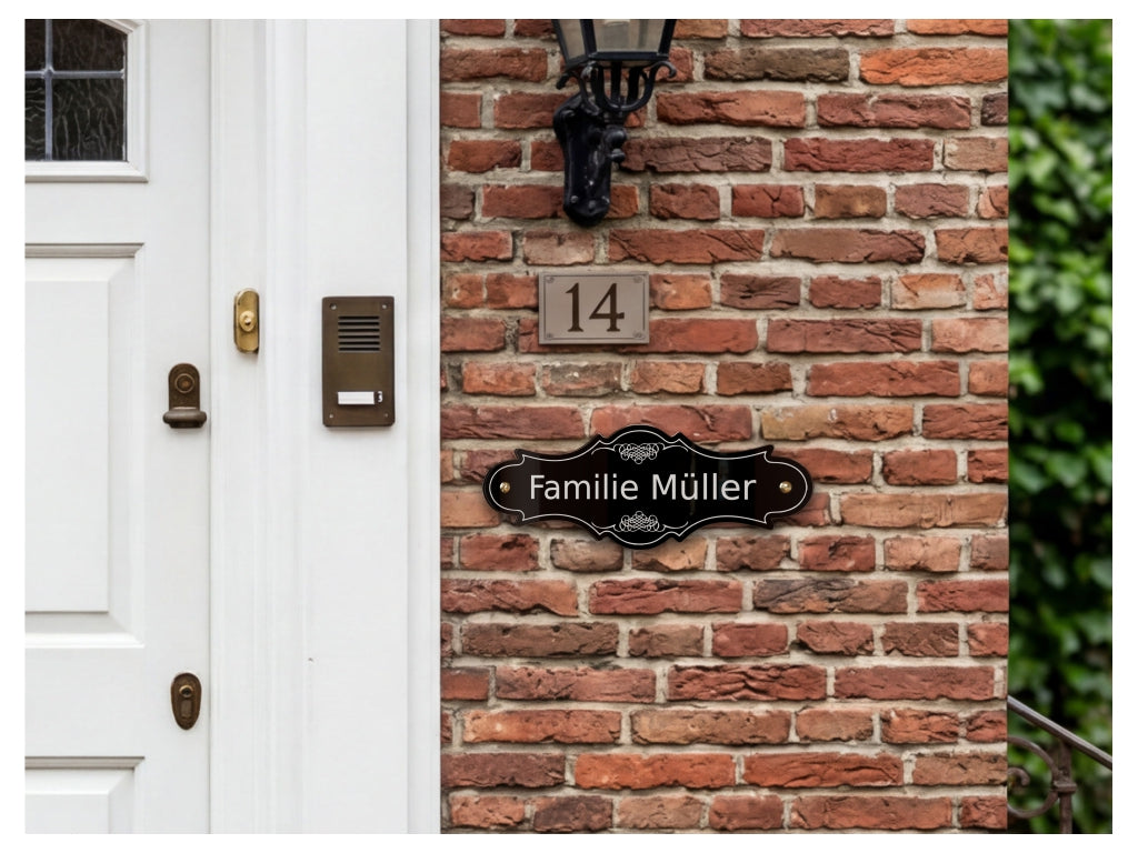 Acrylglas Türschild mit Namen – Hochglänzend, edles Design, witterungsbeständig, individuell gestaltbar - 60-300-011