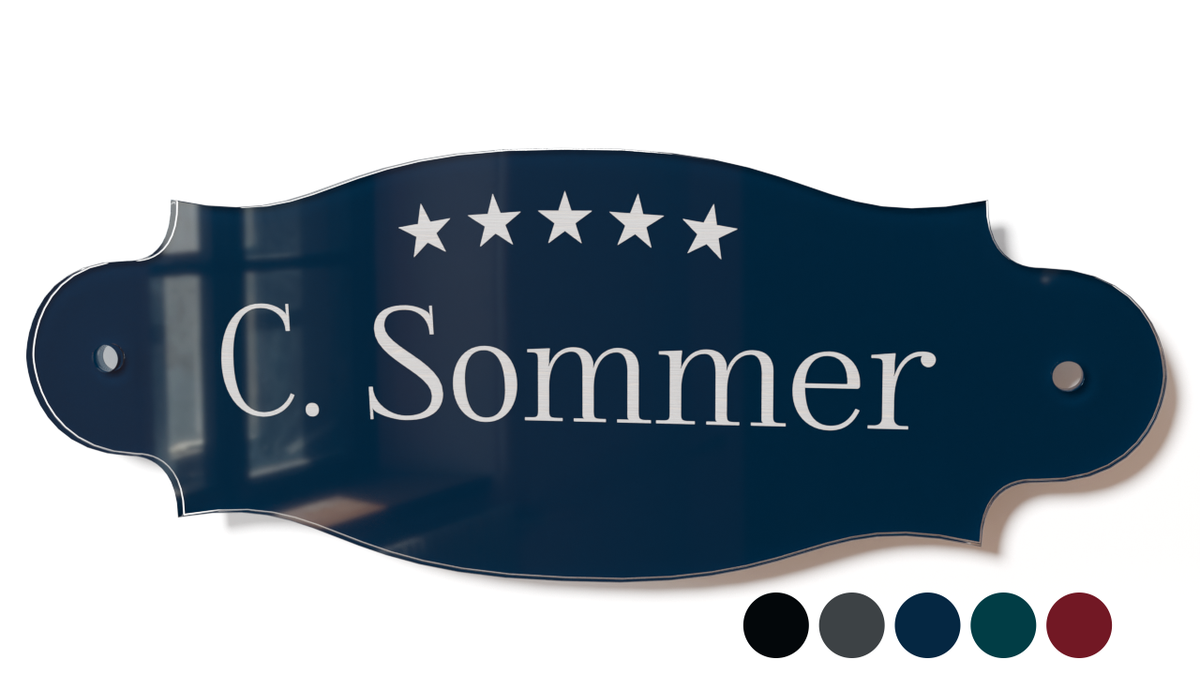 Acrylglas Türschild mit Namen – Hochglänzend, edles Design, witterungsbeständig, individuell gestaltbar - 60-300-012