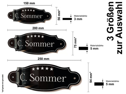 Acrylglas Türschild mit Namen – Hochglänzend, edles Design, witterungsbeständig, individuell gestaltbar - 60-300-012