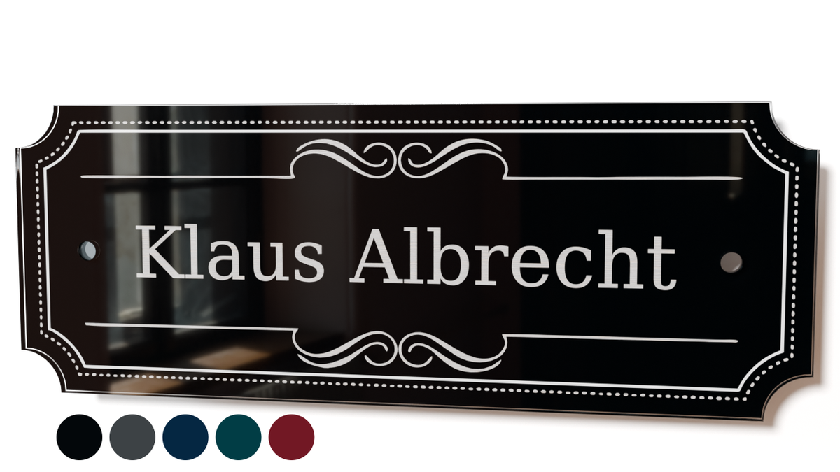 Acrylglas Türschild mit Namen – Hochglänzend, edles Design, witterungsbeständig, individuell gestaltbar - 60-300-014