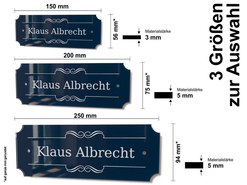 Acrylglas Türschild mit Namen – Hochglänzend, edles Design, witterungsbeständig, individuell gestaltbar - 60-300-014