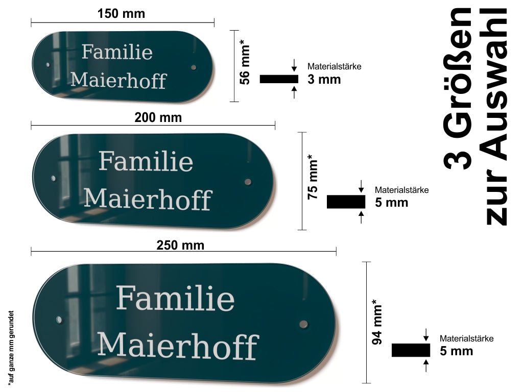 Acrylglas Türschild mit Namen – Hochglänzend, edles Design, witterungsbeständig, individuell gestaltbar - 60-300-015
