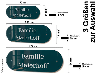 Acrylglas Türschild mit Namen – Hochglänzend, edles Design, witterungsbeständig, individuell gestaltbar - 60-300-015