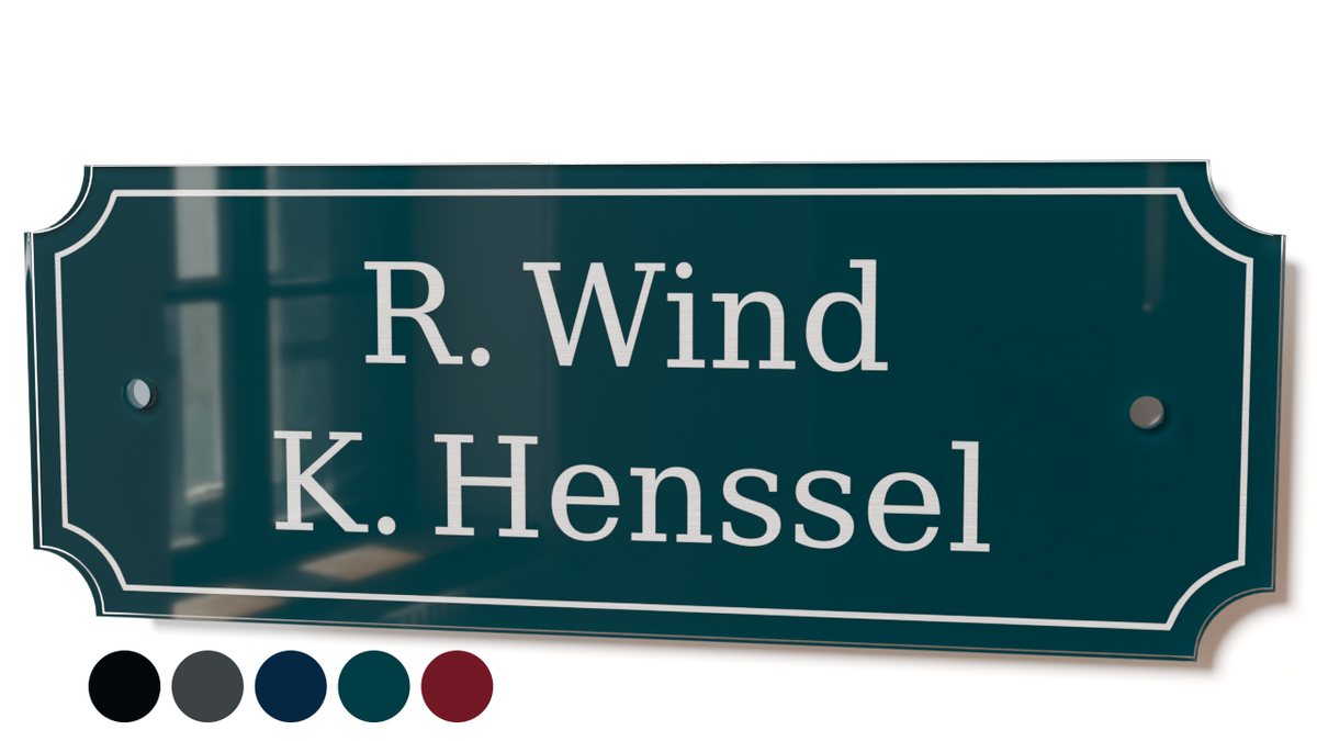 Acrylglas Türschild mit Namen – Hochglänzend, edles Design, witterungsbeständig, individuell gestaltbar - 60-300-017