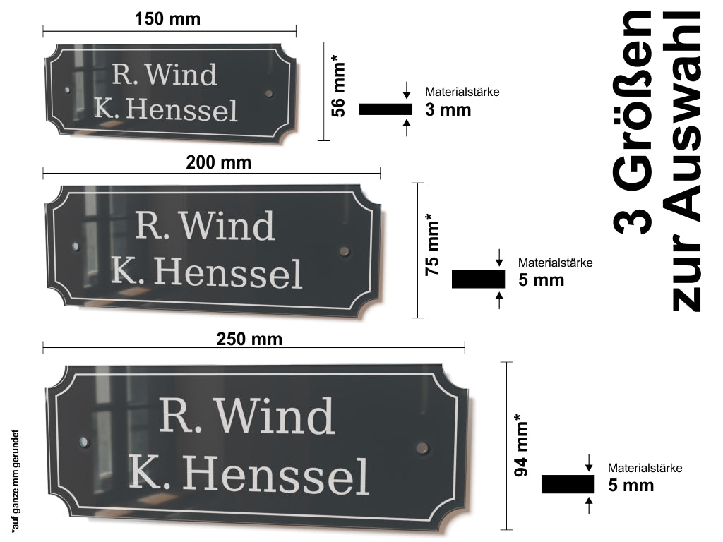 Acrylglas Türschild mit Namen – Hochglänzend, edles Design, witterungsbeständig, individuell gestaltbar - 60-300-017
