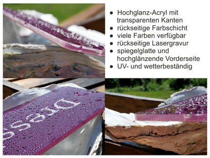 Acrylglas Türschild mit Namen – Hochglänzend, edles Design, witterungsbeständig, individuell gestaltbar - 60-300-004