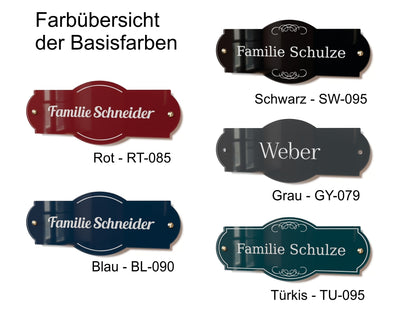 Acrylglas Türschild mit Namen – Hochglänzend, edles Design, witterungsbeständig, individuell gestaltbar - 60-300-004