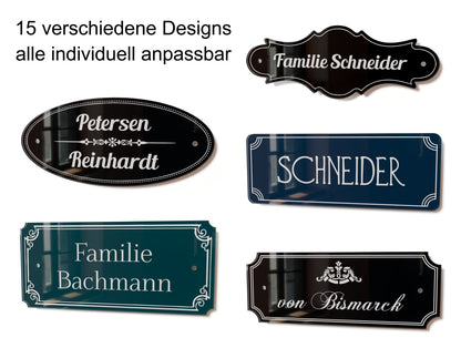 Acrylglas Türschild mit Namen – Hochglänzend, edles Design, witterungsbeständig, individuell gestaltbar - 60-300-004