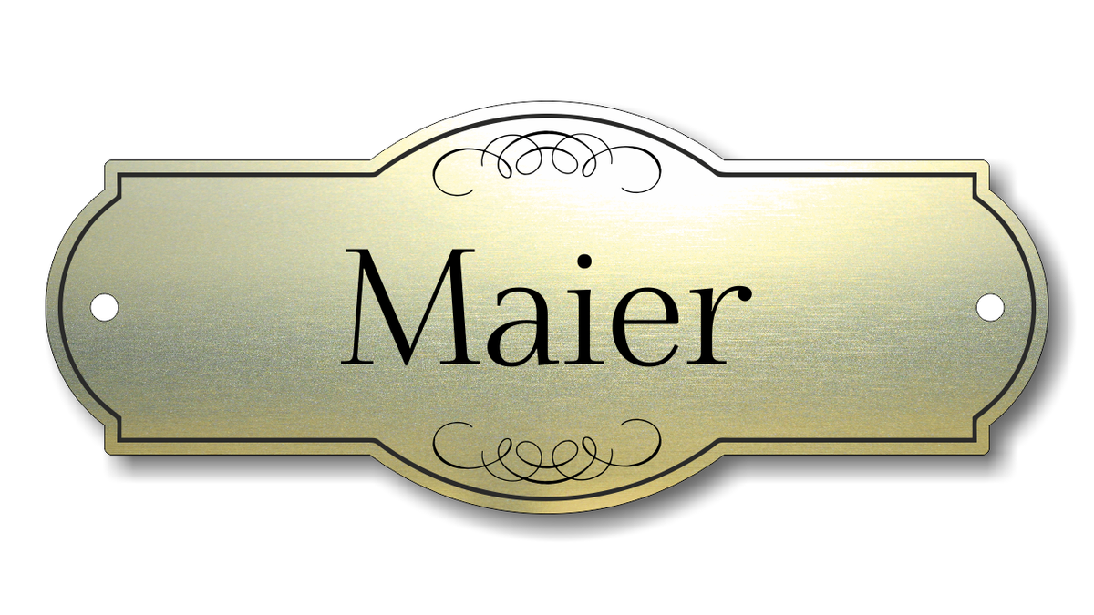 Türschild, Briefkastenschild, Klingelschild, Acrylverbund, Oberfläche Gold gebürstet, Edelstahl gebürstet oder schwarz glänzend - 70-300-001