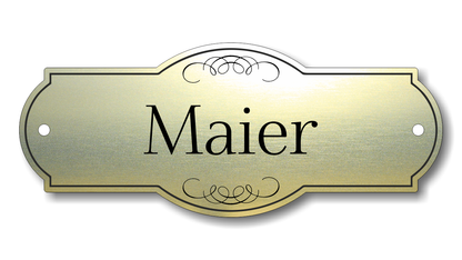 Türschild, Briefkastenschild, Klingelschild, Acrylverbund, Oberfläche Gold gebürstet, Edelstahl gebürstet oder schwarz glänzend - 70-300-001