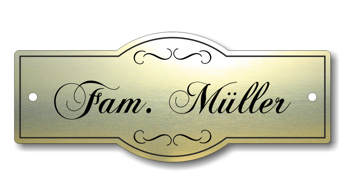 Türschild, Briefkastenschild, Klingelschild, Acrylverbund, Oberfläche Gold gebürstet, Edelstahl gebürstet oder schwarz glänzend - 70-300-002