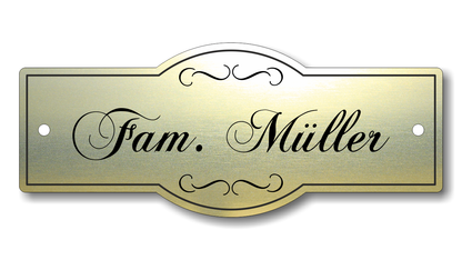 Türschild, Briefkastenschild, Klingelschild, Acrylverbund, Oberfläche Gold gebürstet, Edelstahl gebürstet oder schwarz glänzend - 70-300-002