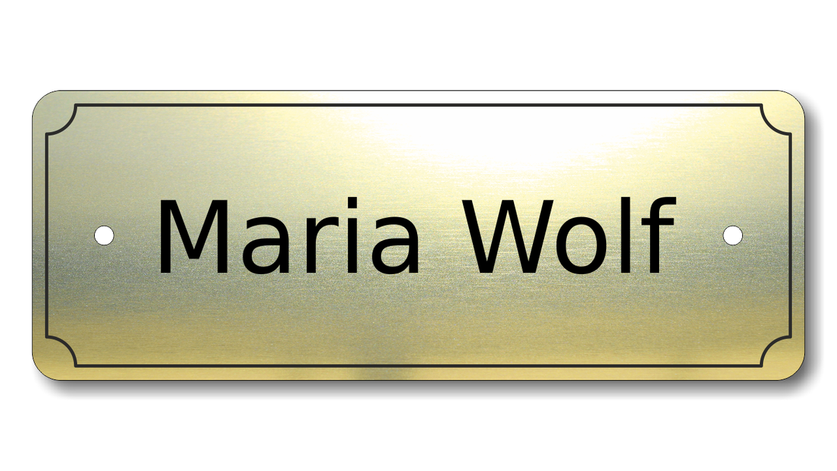 Türschild, Briefkastenschild, Klingelschild, Acrylverbund, Oberfläche Gold gebürstet, Edelstahl gebürstet oder schwarz glänzend - 70-300-004
