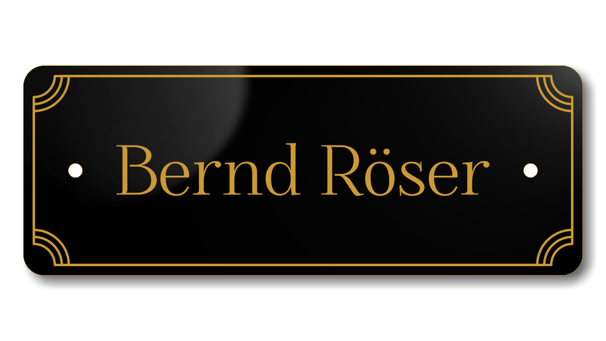 Türschild, Briefkastenschild, Klingelschild, Acrylverbund, Oberfläche Gold gebürstet, Edelstahl gebürstet oder schwarz glänzend - 70-300-004