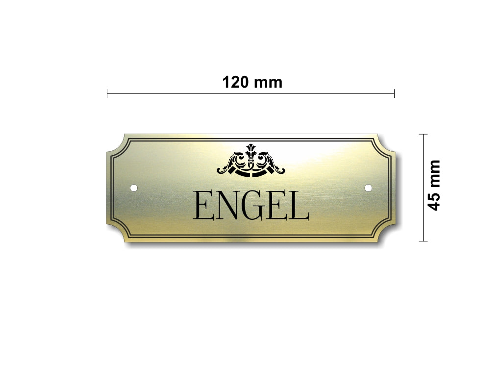 Türschild, Briefkastenschild, Klingelschild, Acrylverbund, Oberfläche Gold gebürstet, Edelstahl gebürstet oder schwarz glänzend - 70-300-006