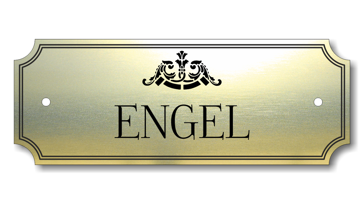 Türschild, Briefkastenschild, Klingelschild, Acrylverbund, Oberfläche Gold gebürstet, Edelstahl gebürstet oder schwarz glänzend - 70-300-006