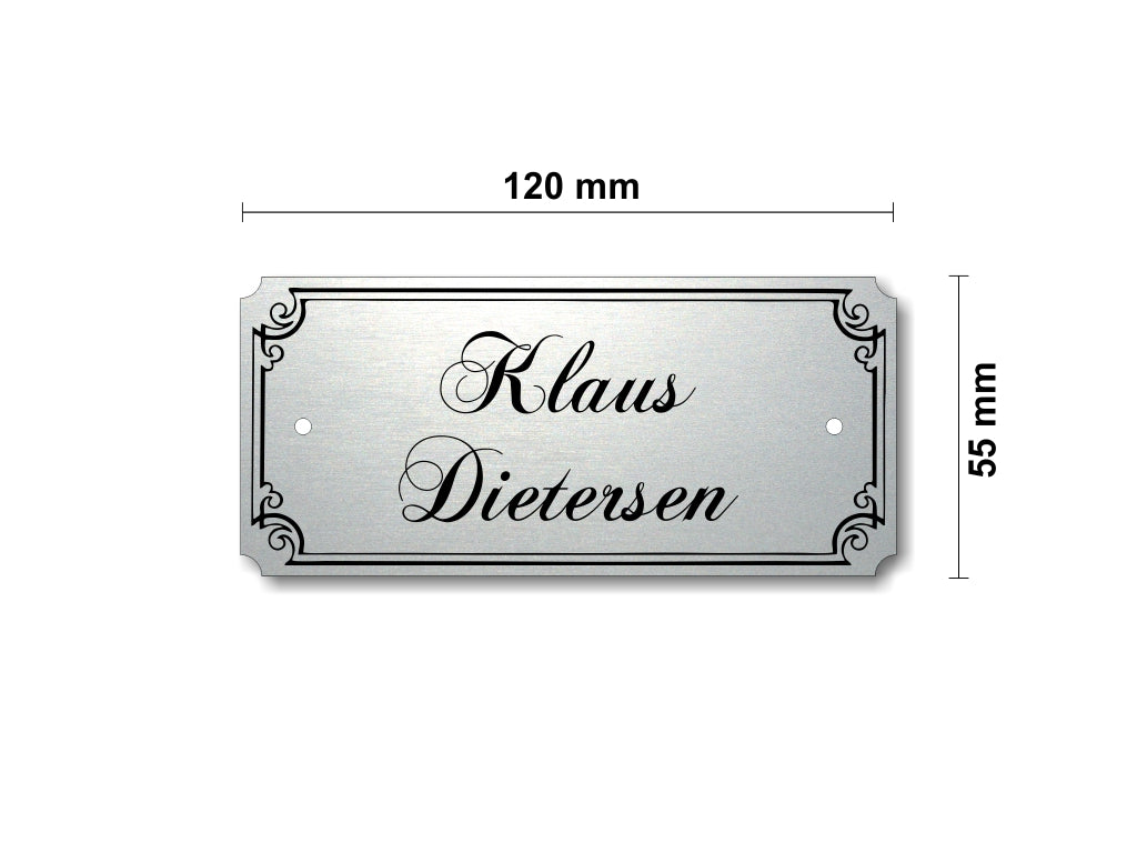 Türschild, Briefkastenschild, Klingelschild, Acrylverbund, Oberfläche Gold gebürstet, Edelstahl gebürstet oder schwarz glänzend - 70-300-008