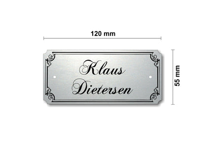 Türschild, Briefkastenschild, Klingelschild, Acrylverbund, Oberfläche Gold gebürstet, Edelstahl gebürstet oder schwarz glänzend - 70-300-008