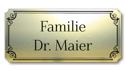Türschild, Briefkastenschild, Klingelschild, Acrylverbund, Oberfläche Gold gebürstet, Edelstahl gebürstet oder schwarz glänzend - 70-300-008