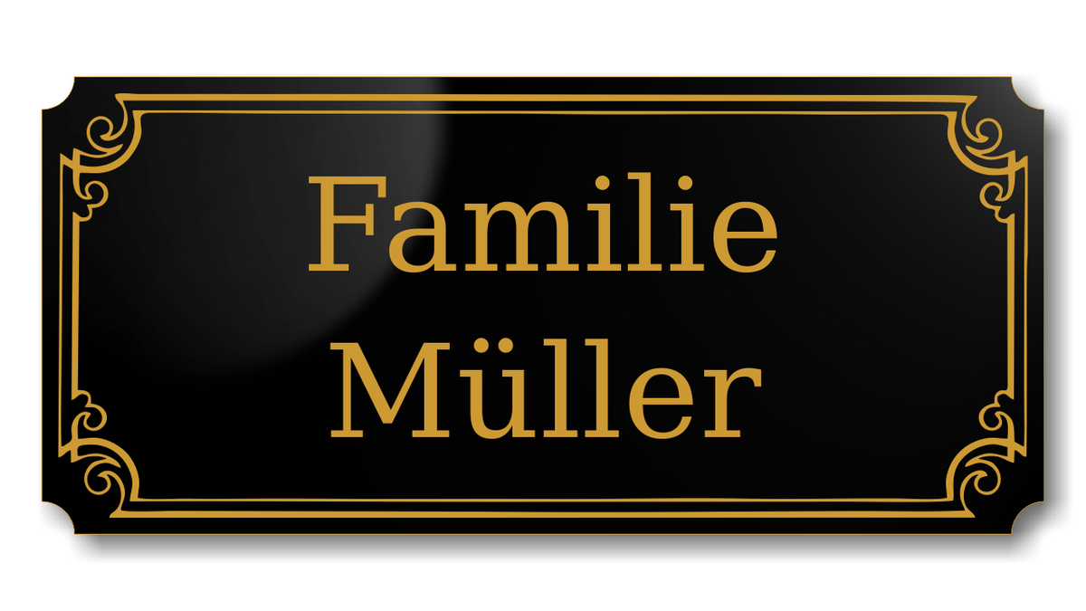 Türschild, Briefkastenschild, Klingelschild, Acrylverbund, Oberfläche Gold gebürstet, Edelstahl gebürstet oder schwarz glänzend - 70-300-008