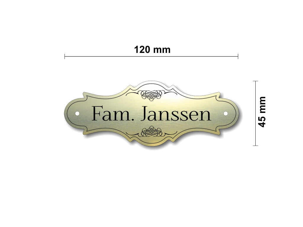Türschild, Briefkastenschild, Klingelschild, Acrylverbund, Oberfläche Gold gebürstet, Edelstahl gebürstet oder schwarz glänzend - 70-300-011