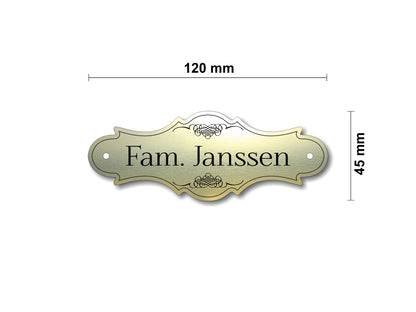 Türschild, Briefkastenschild, Klingelschild, Acrylverbund, Oberfläche Gold gebürstet, Edelstahl gebürstet oder schwarz glänzend - 70-300-011