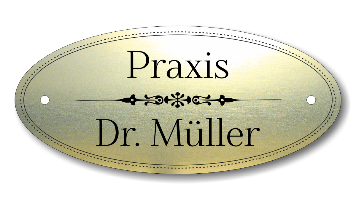 Türschild, Briefkastenschild, Klingelschild, Acrylverbund, Oberfläche Gold gebürstet, Edelstahl gebürstet oder schwarz glänzend - 70-300-013