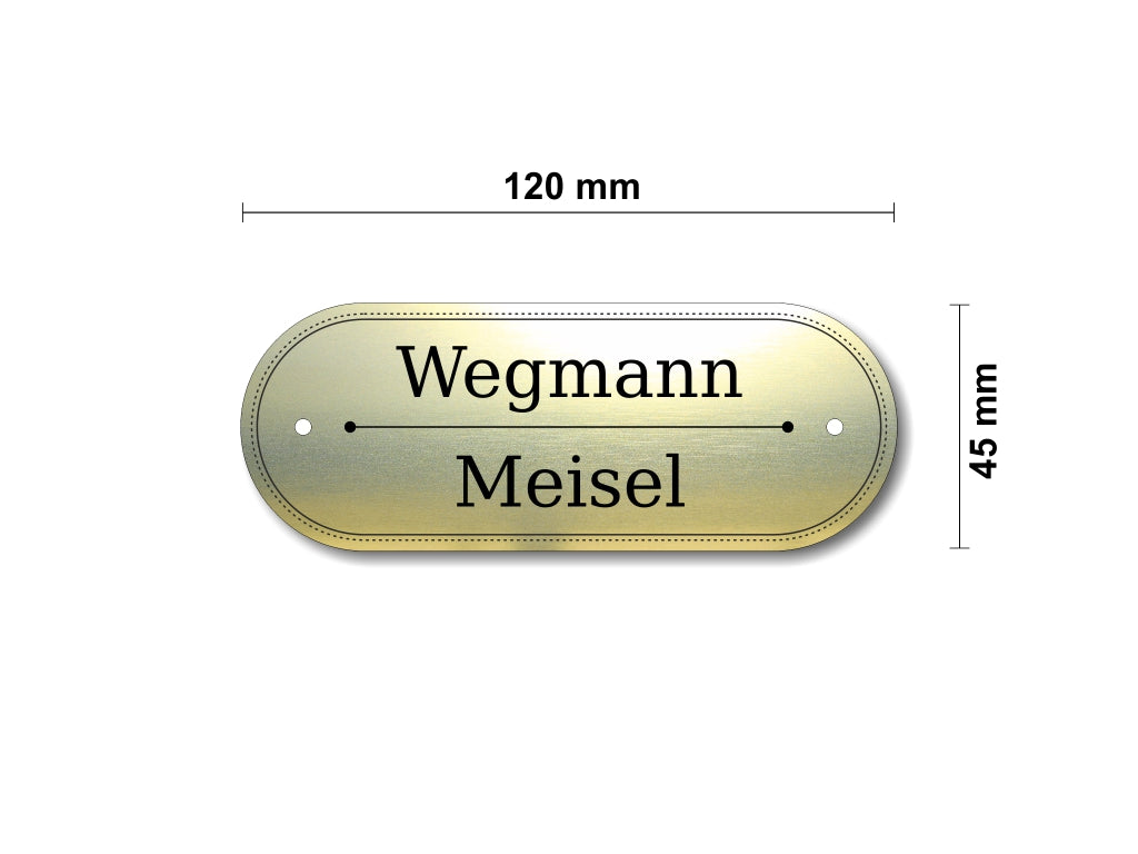Türschild, Briefkastenschild, Klingelschild, Acrylverbund, Oberfläche Gold gebürstet, Edelstahl gebürstet oder schwarz glänzend - 70-300-015