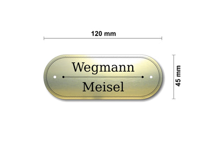 Türschild, Briefkastenschild, Klingelschild, Acrylverbund, Oberfläche Gold gebürstet, Edelstahl gebürstet oder schwarz glänzend - 70-300-015