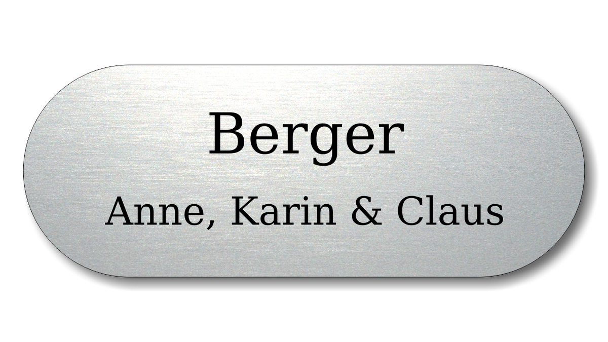 Türschild, Briefkastenschild, Klingelschild, Acrylverbund, Oberfläche Gold gebürstet, Edelstahl gebürstet oder schwarz glänzend - 70-300-015
