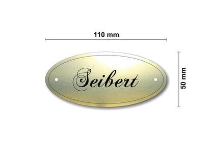 Türschild, Briefkastenschild, Klingelschild, Acrylverbund, Oberfläche Gold gebürstet, Edelstahl gebürstet oder schwarz glänzend - 70-300-016