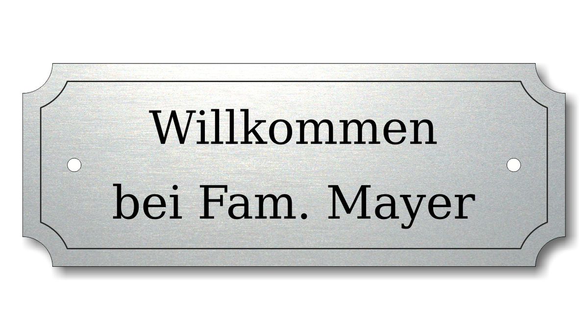 Türschild, Briefkastenschild, Klingelschild, Acrylverbund, Oberfläche Gold gebürstet, Edelstahl gebürstet oder schwarz glänzend - 70-300-017