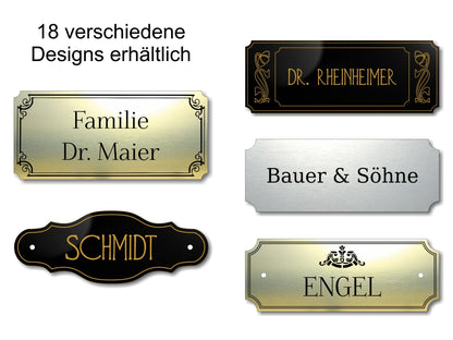 Türschild, Briefkastenschild, Klingelschild, Acrylverbund, Oberfläche Gold gebürstet, Edelstahl gebürstet oder schwarz glänzend - 70-300-003